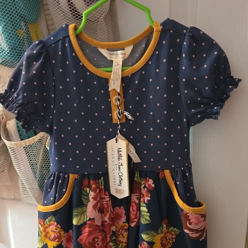 Matilda Jane Blue and White Buttoned Puff Sleeve Sundress